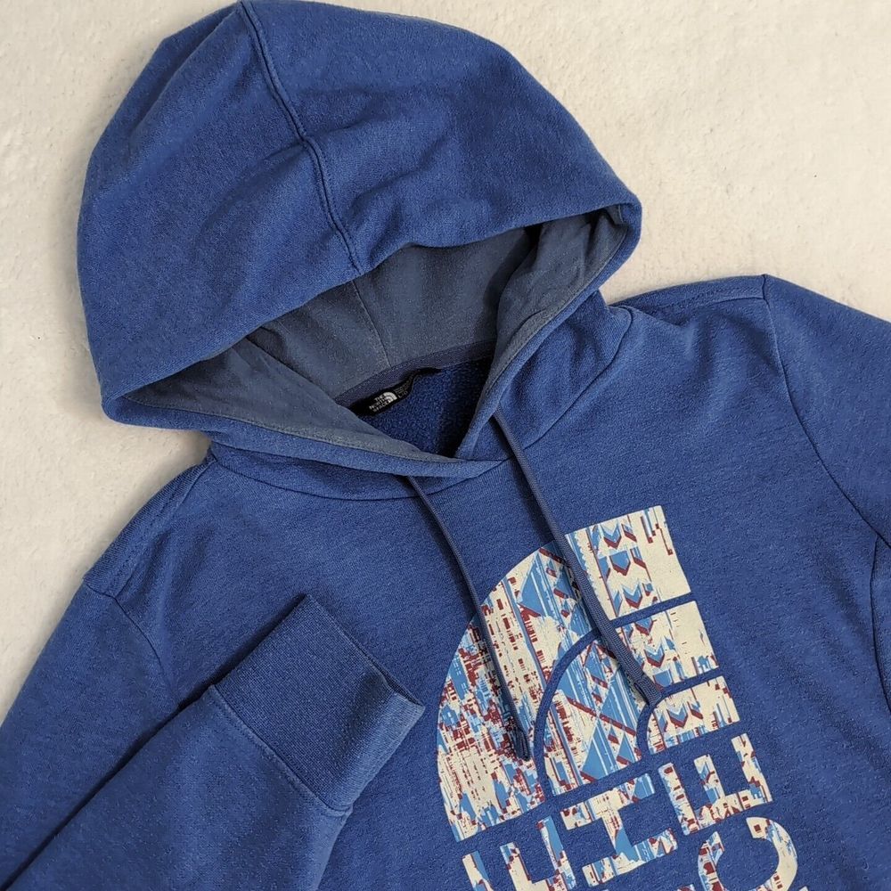The North Face Sweatshirt‎ Womens L Blue Spell Out Logo Pullover Hoodie